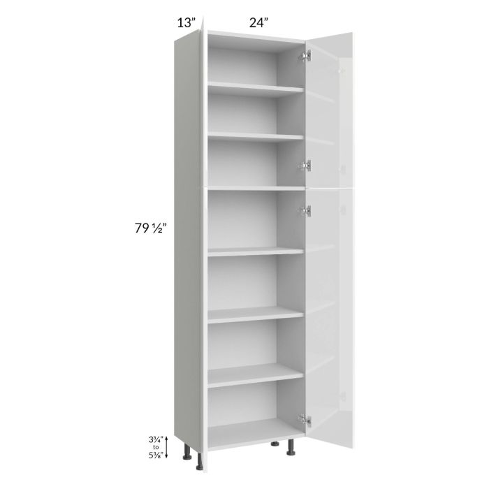 Milan White Gloss 24x13x84 Pantry Cabinet (4 doors, 13" depth)