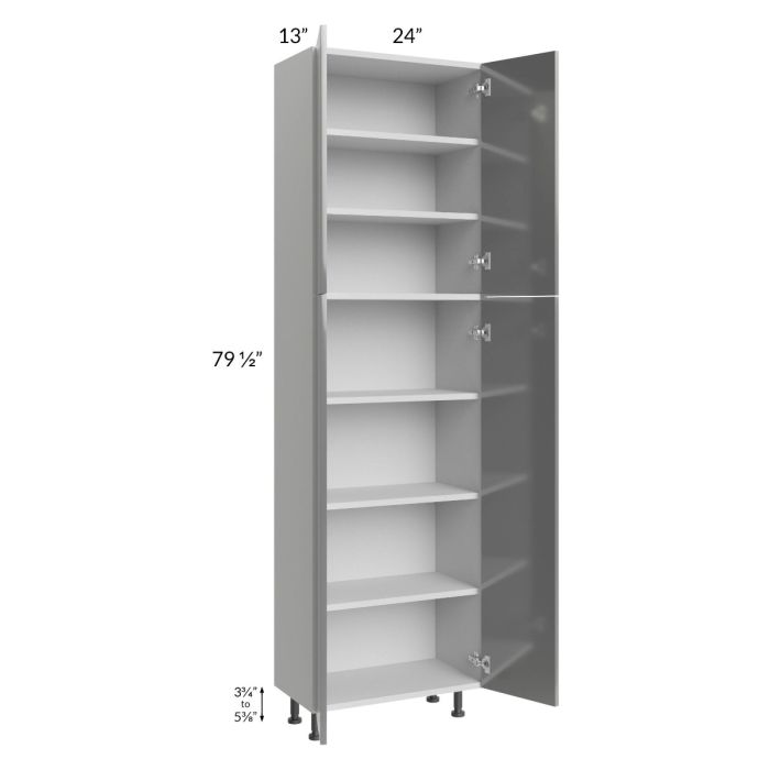 Milan Grey Gloss 24x13x84 Pantry Cabinet (4 doors, 13" depth)