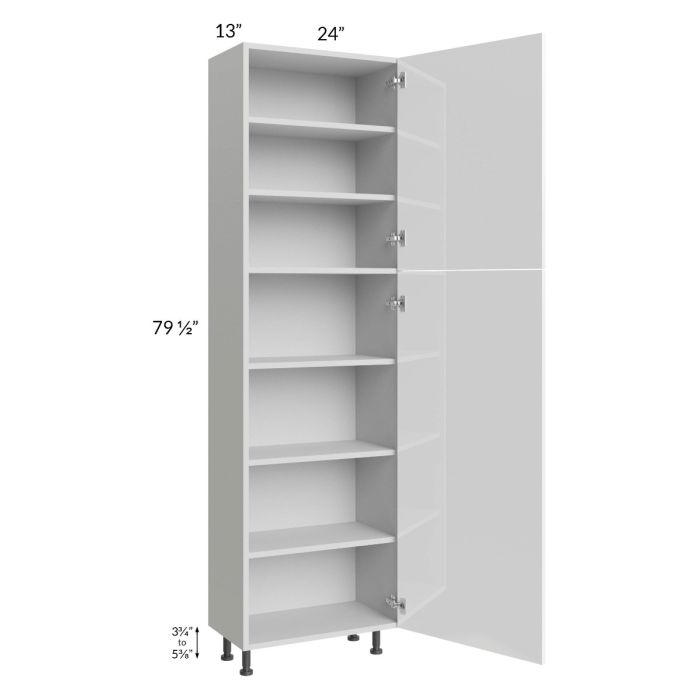 Milan White Gloss 24x13x84 Pantry Cabinet (2 doors, 13" depth)