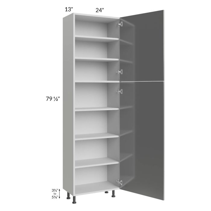 Milan Grey Gloss 24x13x84 Pantry Cabinet (2 doors, 13" depth)