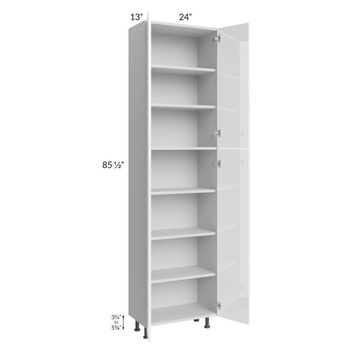 Milan White Gloss 24x13x90 Pantry Cabinet (4 doors, 13" depth)