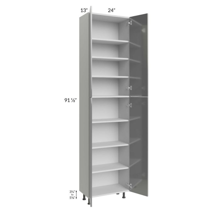 Milan Grey Gloss 24x13x96 Pantry Cabinet (4 doors, 13" depth)