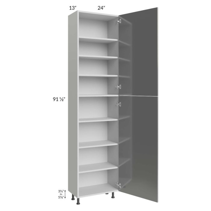 Milan Grey Gloss 24x13x90 Pantry Cabinet (2 doors, 13" depth)