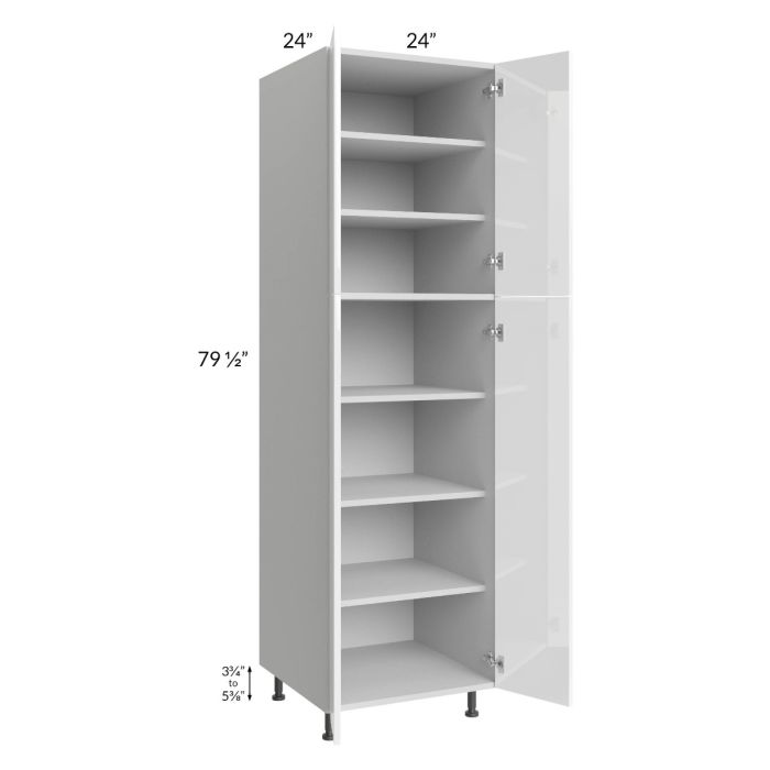 Milan White Gloss 24x24x84 Pantry Cabinet (4 doors, 24" depth)