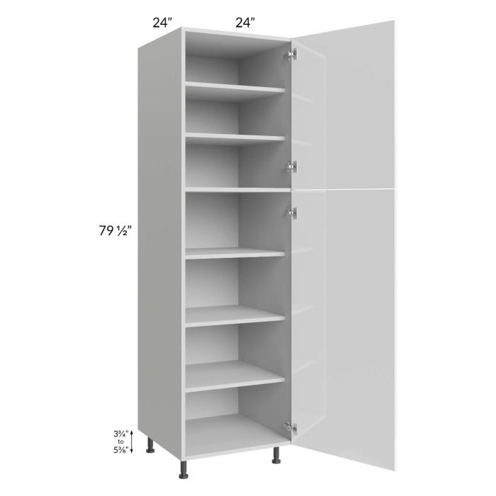 Milan White Gloss 24x24x84 Pantry Cabinet (2 doors, 24" depth)