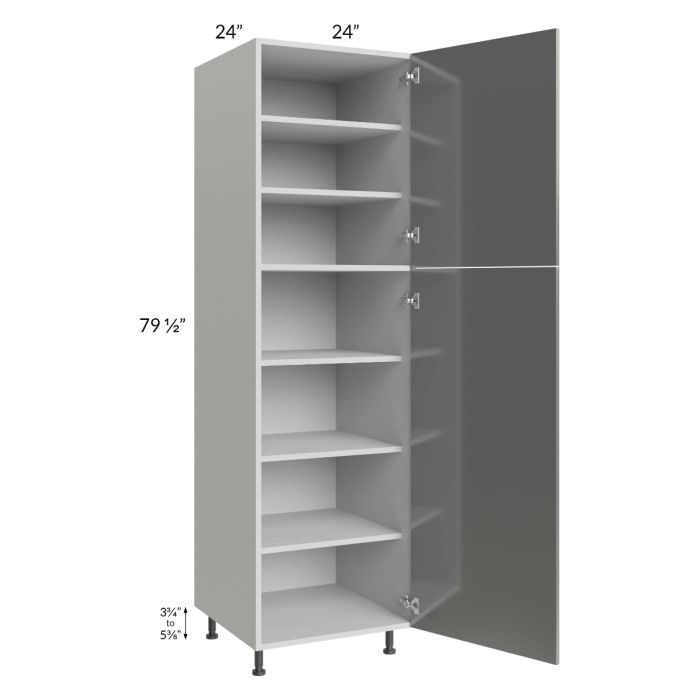 Milan Grey Gloss 24x24x84 Pantry Cabinet (2 doors, 24" depth)
