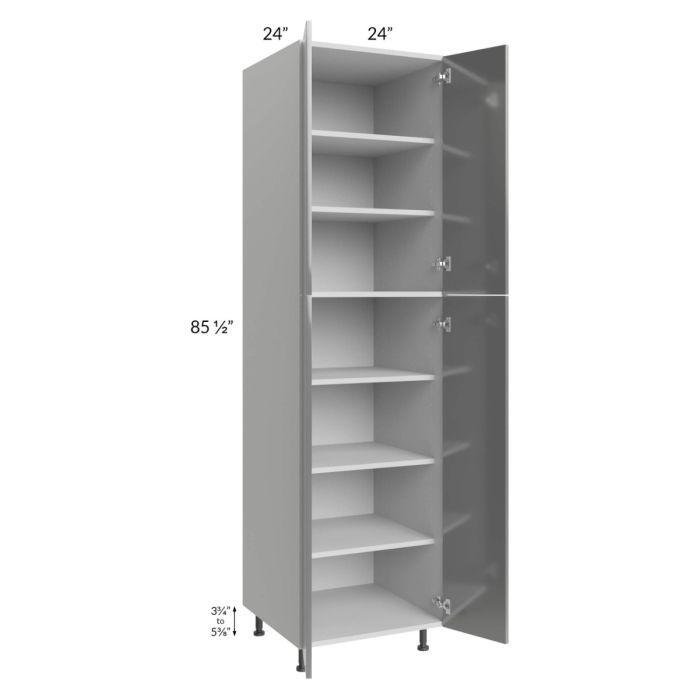 Milan Grey Gloss 24x24x90 Pantry Cabinet (4 doors, 24" depth)