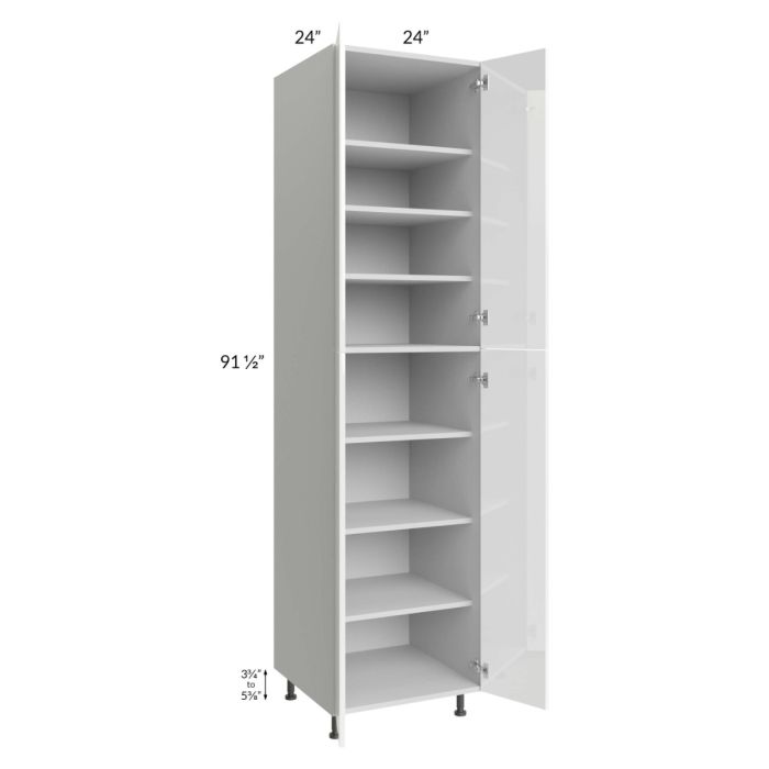Milan White Gloss 24x24x96 Pantry Cabinet (4 doors, 24" depth)