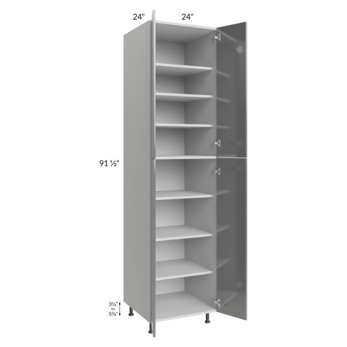 Milan Grey Gloss 24x24x96 Pantry Cabinet (4 doors, 24" depth)