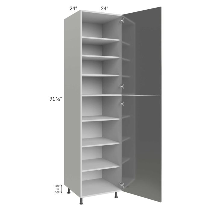 Milan Grey Gloss 24x24x96 Pantry Cabinet (2 doors, 24" depth)