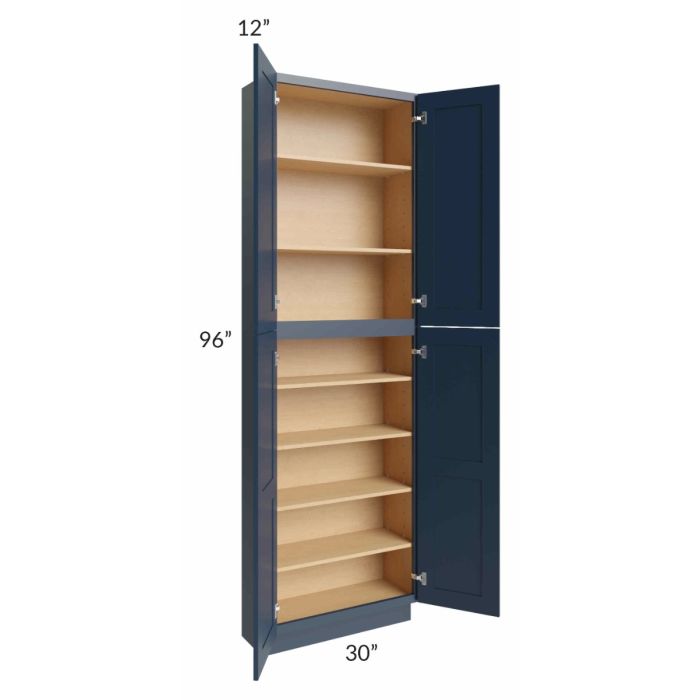 Midtown Blue Shaker 30x12x96 Pantry Cabinet 