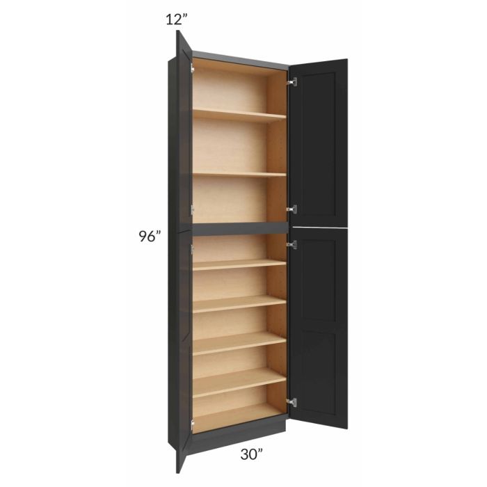 Midtown Black Shaker 30x12x96 Pantry Cabinet 