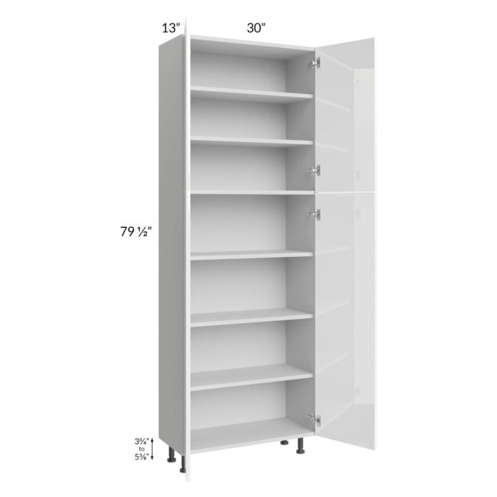 Milan White Gloss 30x13x84 Pantry Cabinet (13" depth)