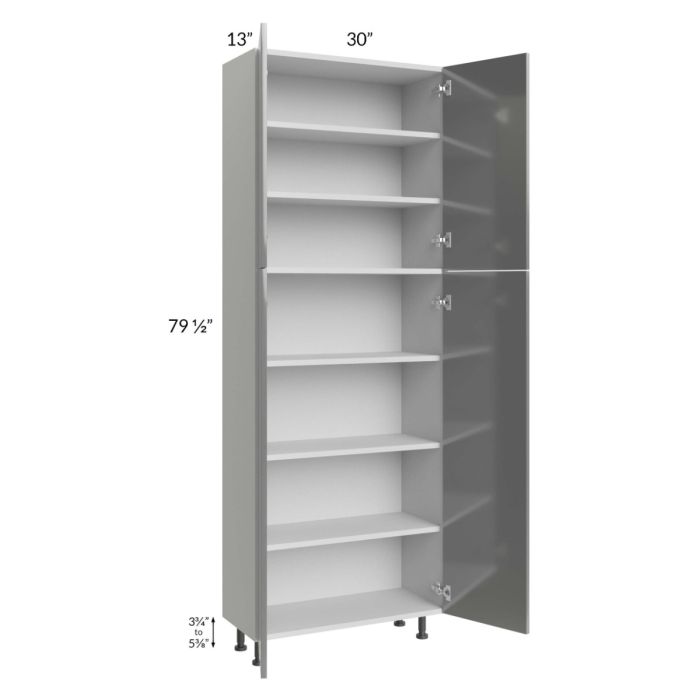 Milan Grey Gloss 30x13x84 Pantry Cabinet (13" depth)