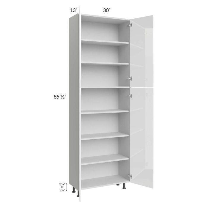 Milan White Gloss 30x13x90 Pantry Cabinet (13" depth)