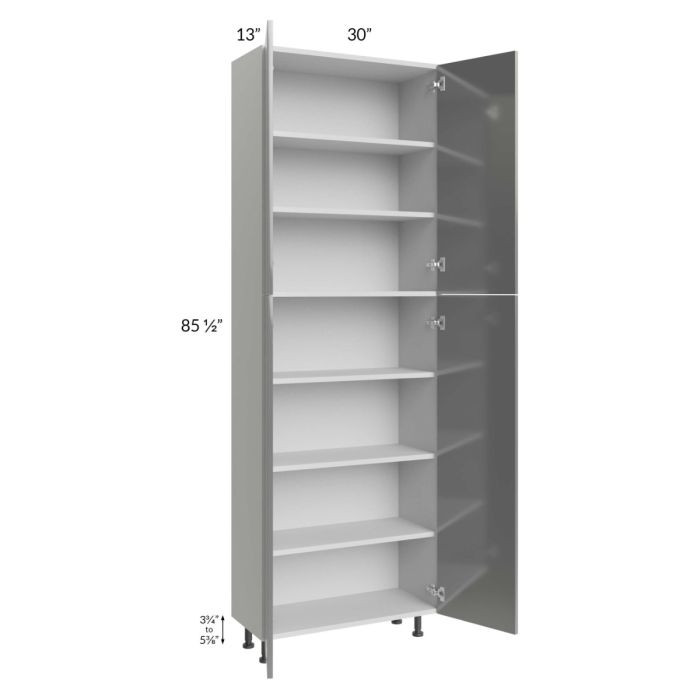 Milan Grey Gloss 30x13x90 Pantry Cabinet (13" depth)
