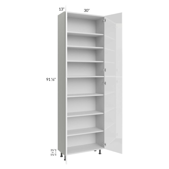 Milan White Gloss 30x13x96 Pantry Cabinet (13" depth)