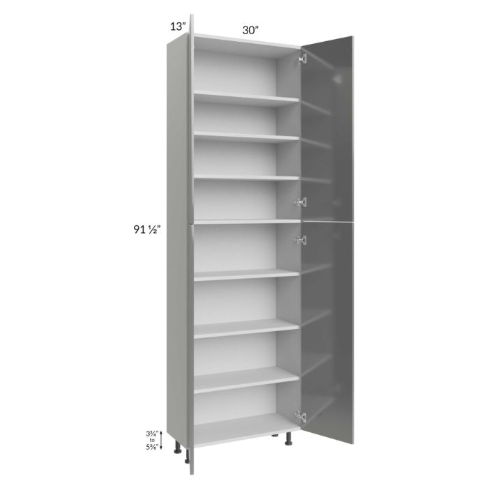 Milan Grey Gloss 30x13x96 Pantry Cabinet (13" depth)
