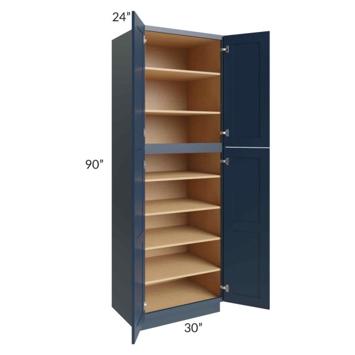 Midtown Blue Shaker 30x24x90 Pantry Cabinet