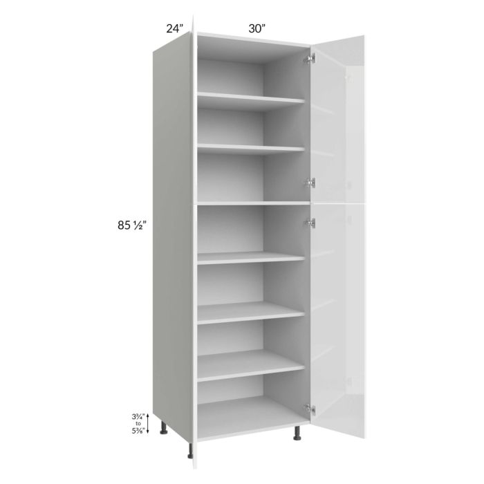 Milan White Gloss 30x24x90 Pantry Cabinet (24" depth)