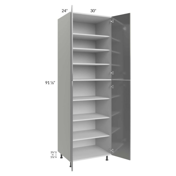Milan Grey Gloss 30x24x96 Pantry Cabinet (24" depth)