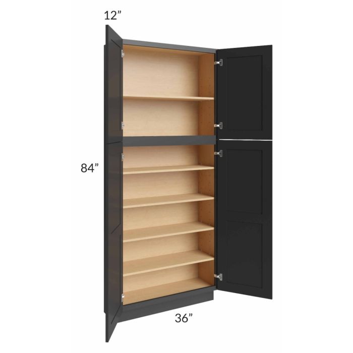Midtown Black Shaker 36x12x84 Pantry Cabinet