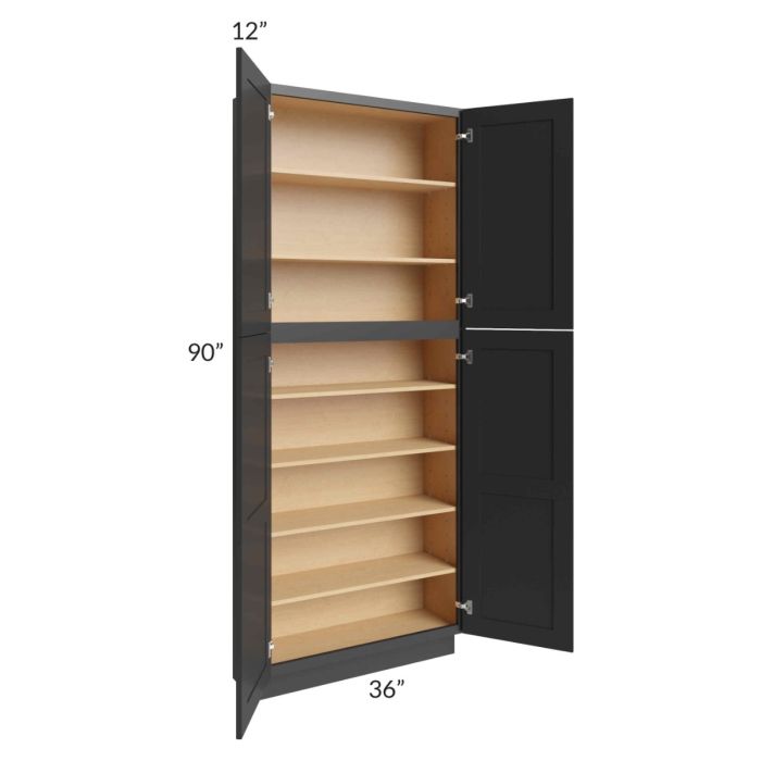 Midtown Black Shaker 36x12x90 Pantry Cabinet