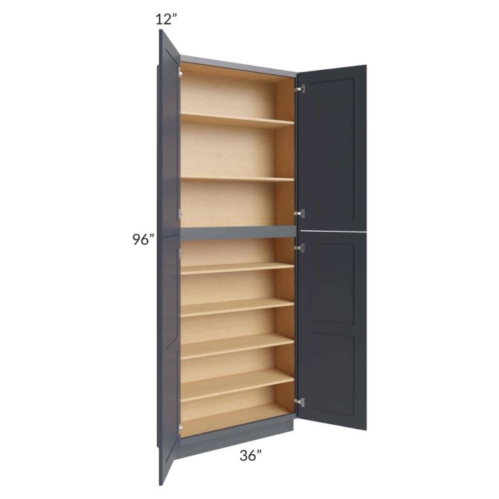 Midtown Indigo Shaker 36x12x96 Pantry Cabinet