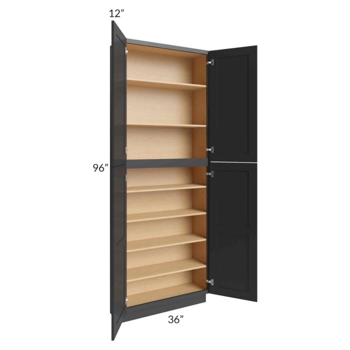 Midtown Black Shaker 36x12x96 Pantry Cabinet