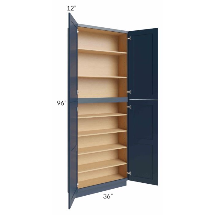 Midtown Blue Shaker 36x12x96 Pantry Cabinet