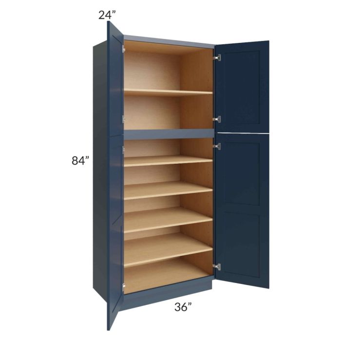 Midtown Blue Shaker 36x24x84 Pantry Cabinet