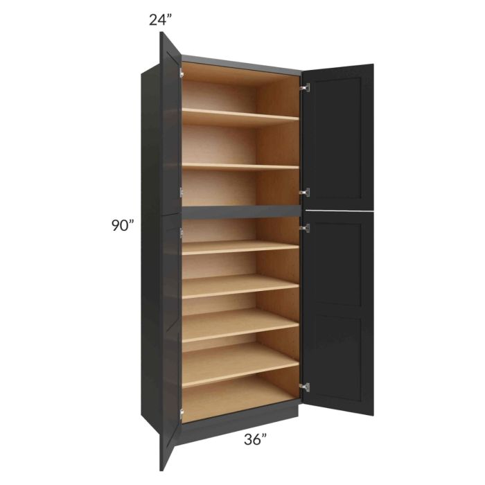 Midtown Black Shaker 36x24x90 Pantry Cabinet