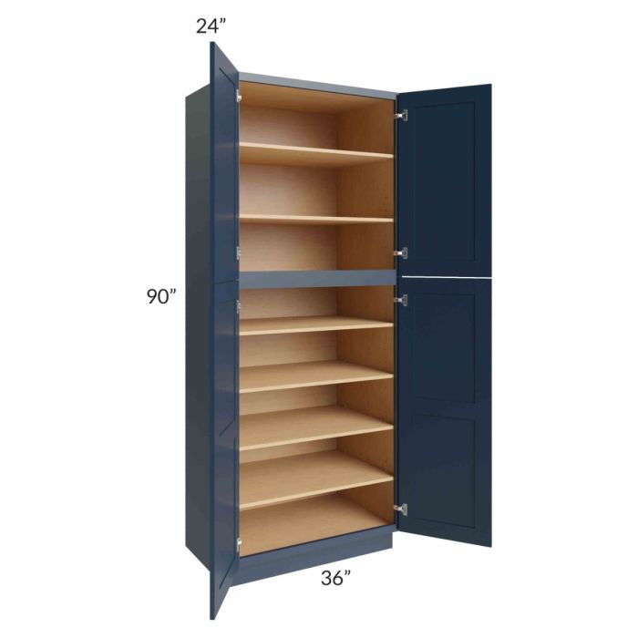 Midtown Blue Shaker 36x24x90 Pantry Cabinet