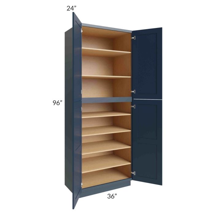 Midtown Blue Shaker 36x24x96 Pantry Cabinet