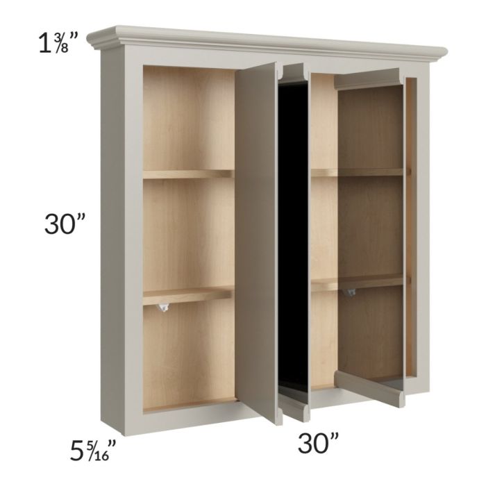 Stratton Light Grey Shaker 30x30 Storage Mirror