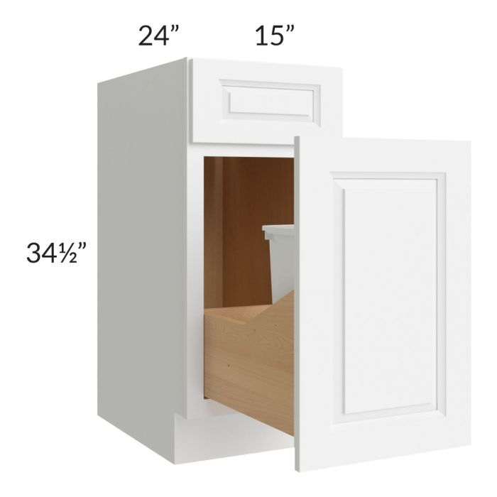 Lakewood White 15" Base Cabinet with Single Trashcan Pullout
