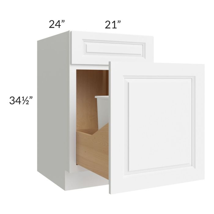 Lakewood White 21" Base Cabinet with Double Trashcan Pullout