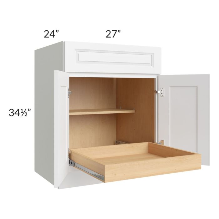 Lakewood White 27" Base Cabinet with 1 Rollout Tray