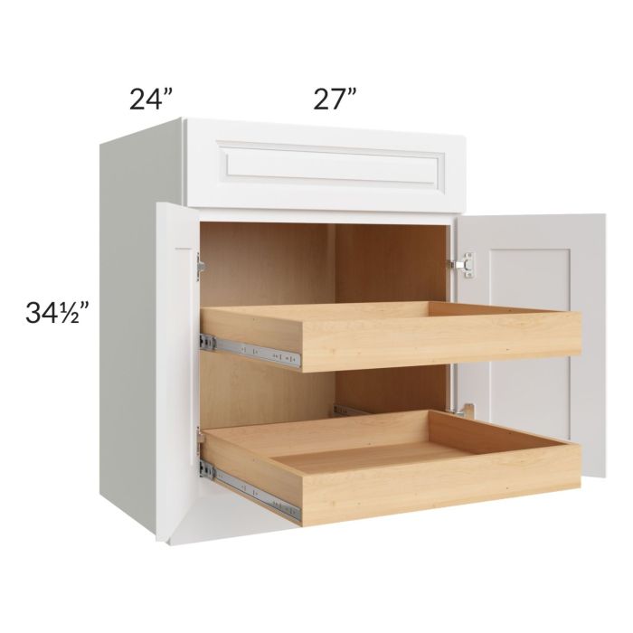 Lakewood White 27" Base Cabinet with 2 Rollout Trays