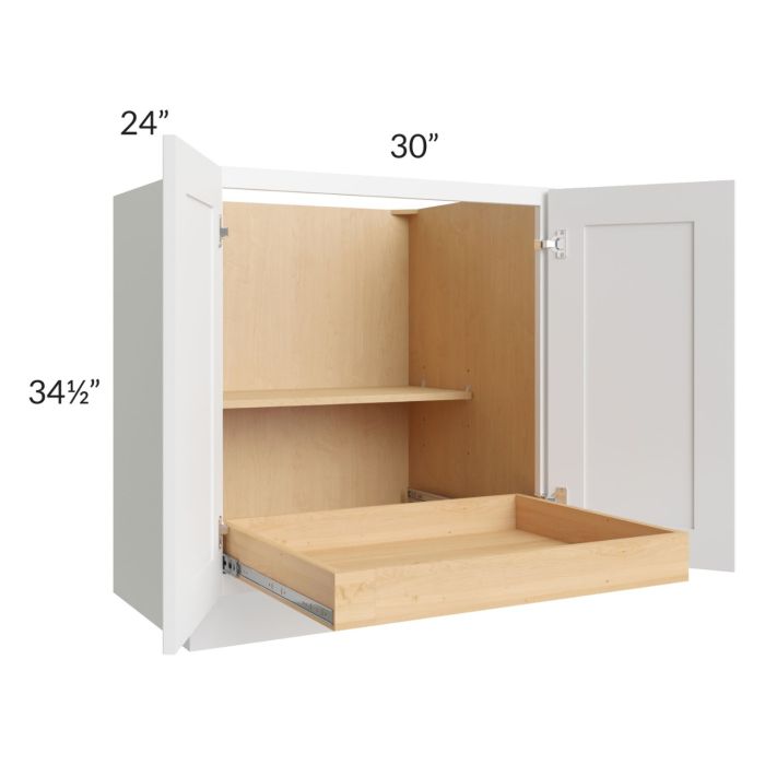 Lakewood White 30" Full Height Base Cabinet with 1 Rollout Tray