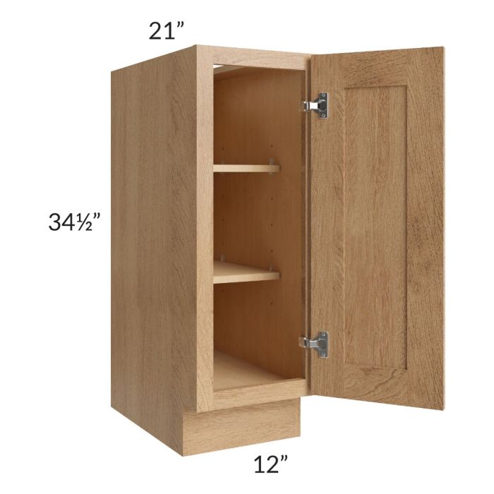 Midtown Timber Shaker 12" Full Height Door Vanity Base Cabinet