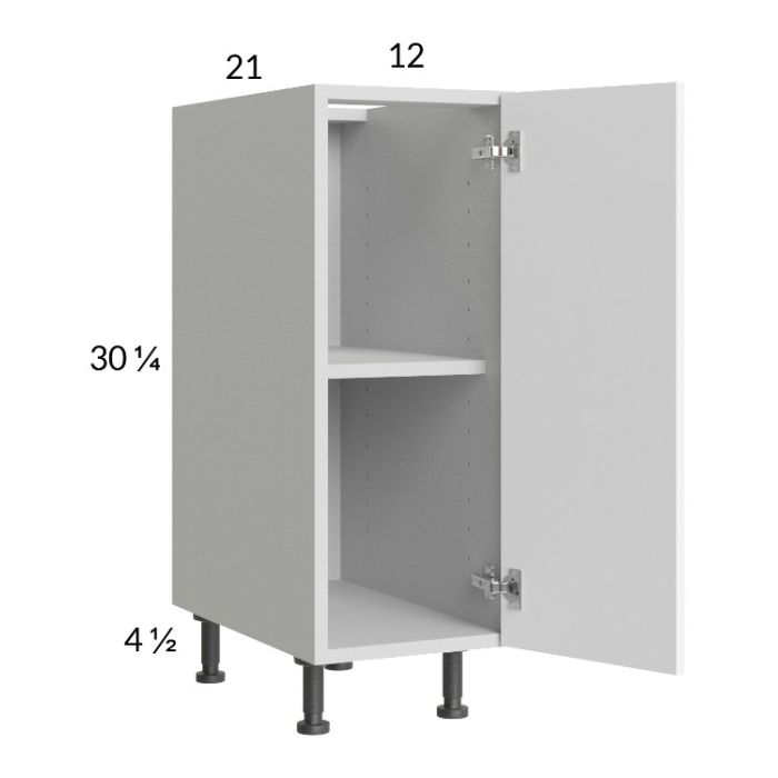 Euro Gloss White 12" Full Height Door Vanity Base Cabinet