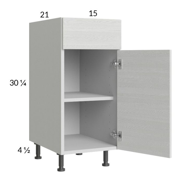 Euro White Grain 15" Vanity Base Cabinet