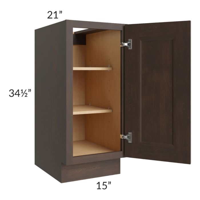 Tuscan Kona Brown 15" Full Height Door Vanity Base Cabinet