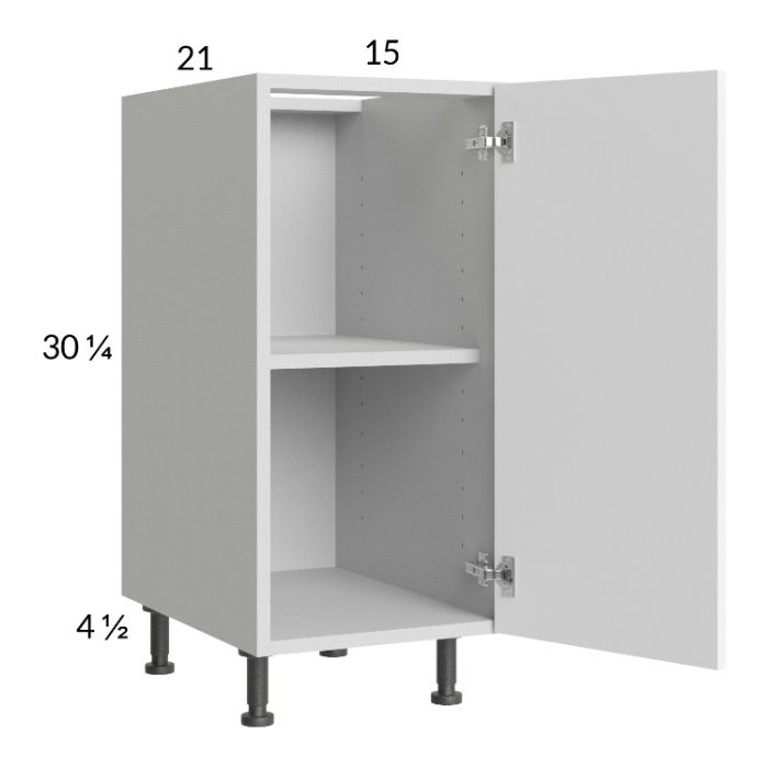 Euro Gloss White 15" Full Height Door Vanity Base Cabinet