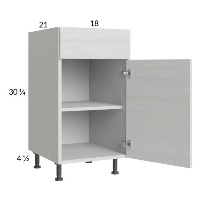 Euro White Grain 18" Vanity Base Cabinet