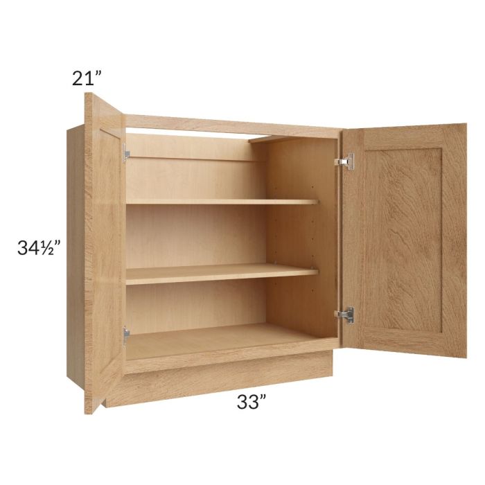 Midtown Timber Shaker 33" Full Height Door Vanity Base Cabinet