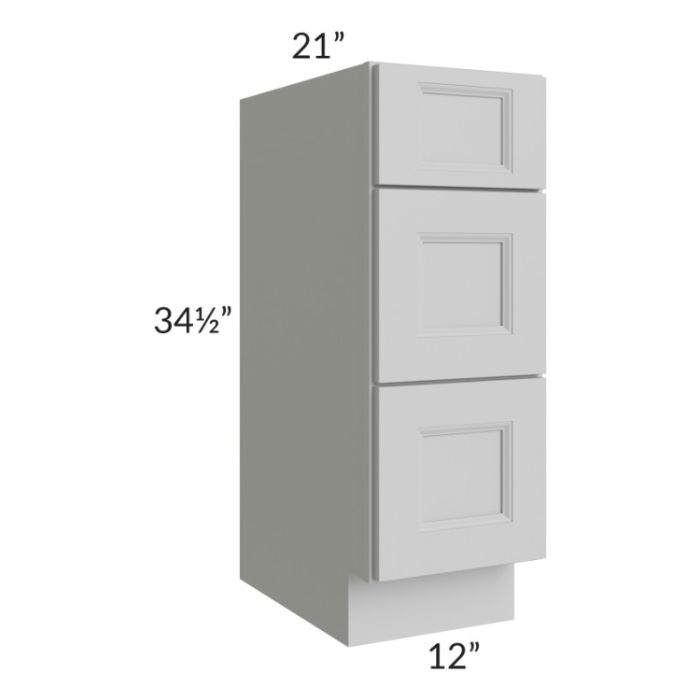 Tuscan Painted Grey 12" Vanity 3-Drawer Base Cabinet