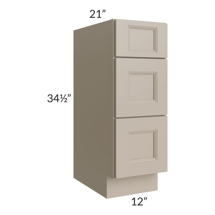 Tuscan Oyster 12" Vanity 3-Drawer Base Cabinet