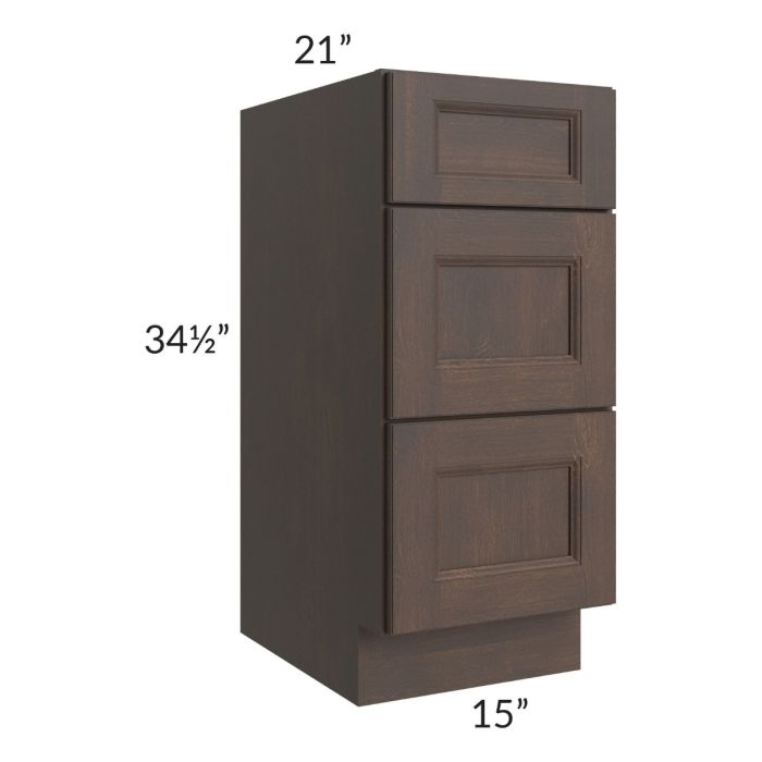 Tuscan Kona Brown 15" Vanity 3-Drawer Base Cabinet